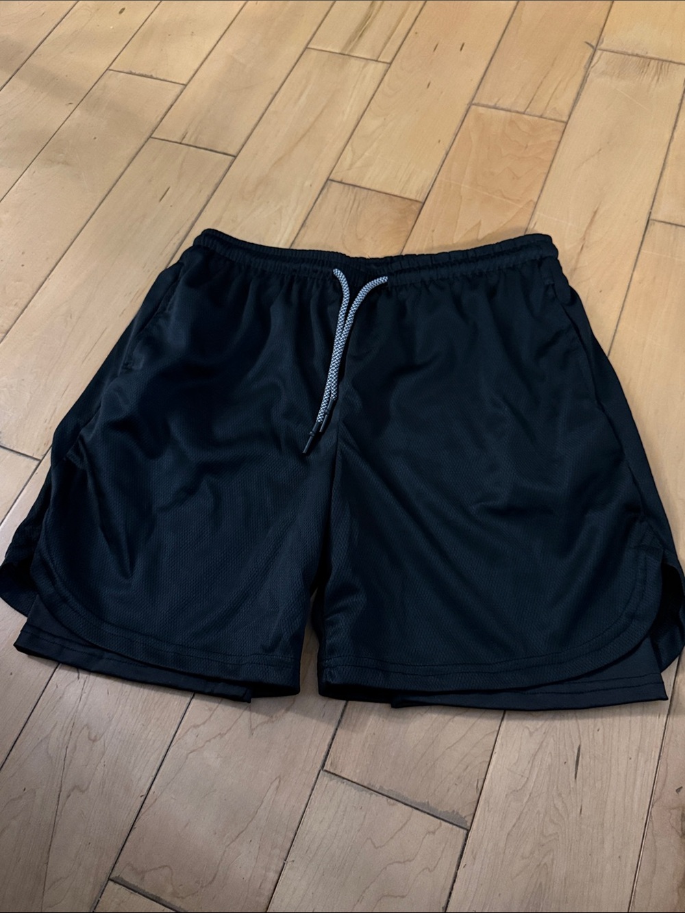 Men's Black Athletic Training Shorts with Reflective Drawcord